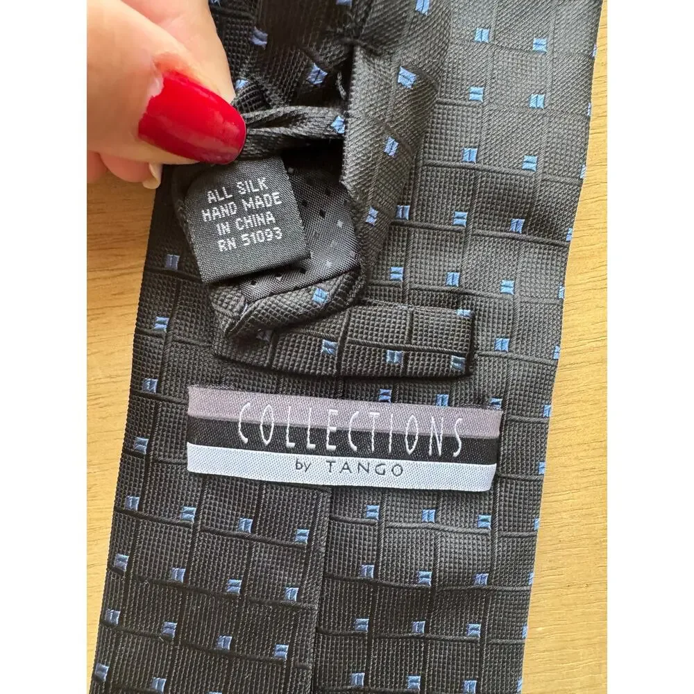 Collections by TANGO All Silk Hand Made Black/Blue Men's‎ Neck Tie